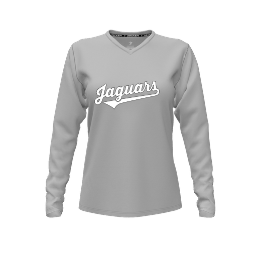 [CUS-DFW-TEES-PER-VNK-LSL-GRY-FYXS-LOGO1] Decker Performance T-Shirt (Female Youth XS, Gray, V Neck, Logo 1, Long Sleeve)