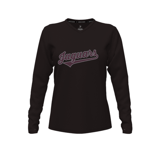 [CUS-DFW-TEES-CMF-VNK-LSL-BLK-FYXS-LOGO2] Decker Comfort T-Shirt (Female Youth XS, Black, V Neck, Logo 2, Long Sleeve)